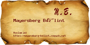 Mayersberg Bálint névjegykártya